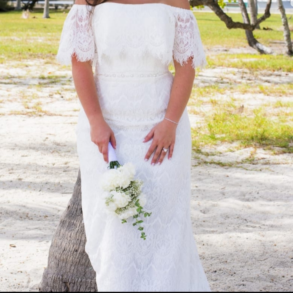 Off the shoulder wedding dress